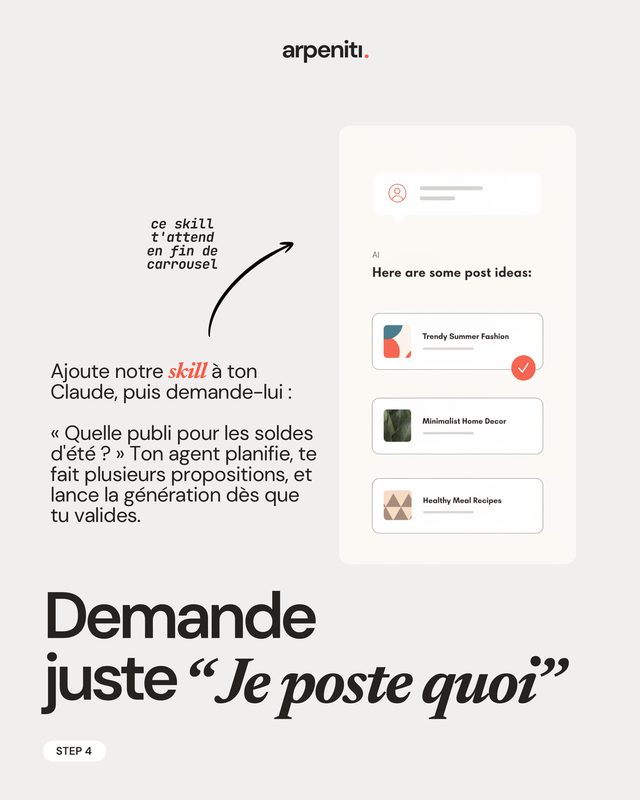 Slide étape 4 : demandez juste je poste quoi